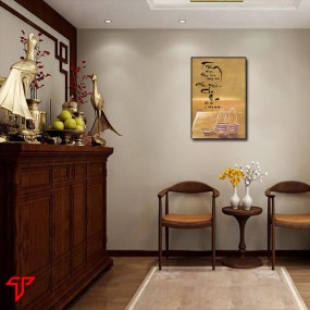 Tranh hình phật thư pháp chữ cha mẹ